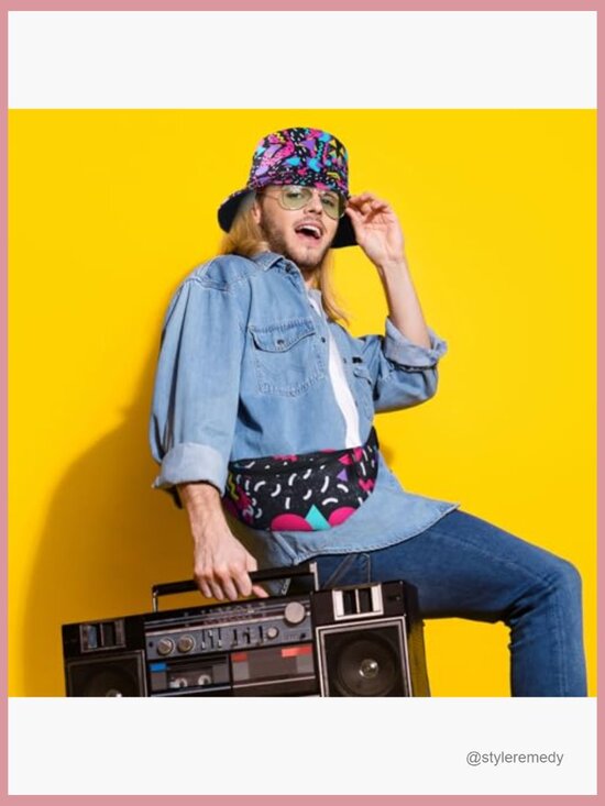 80s 90s Fanny Pack Bucket Hat Set Retro Accessories main image 4